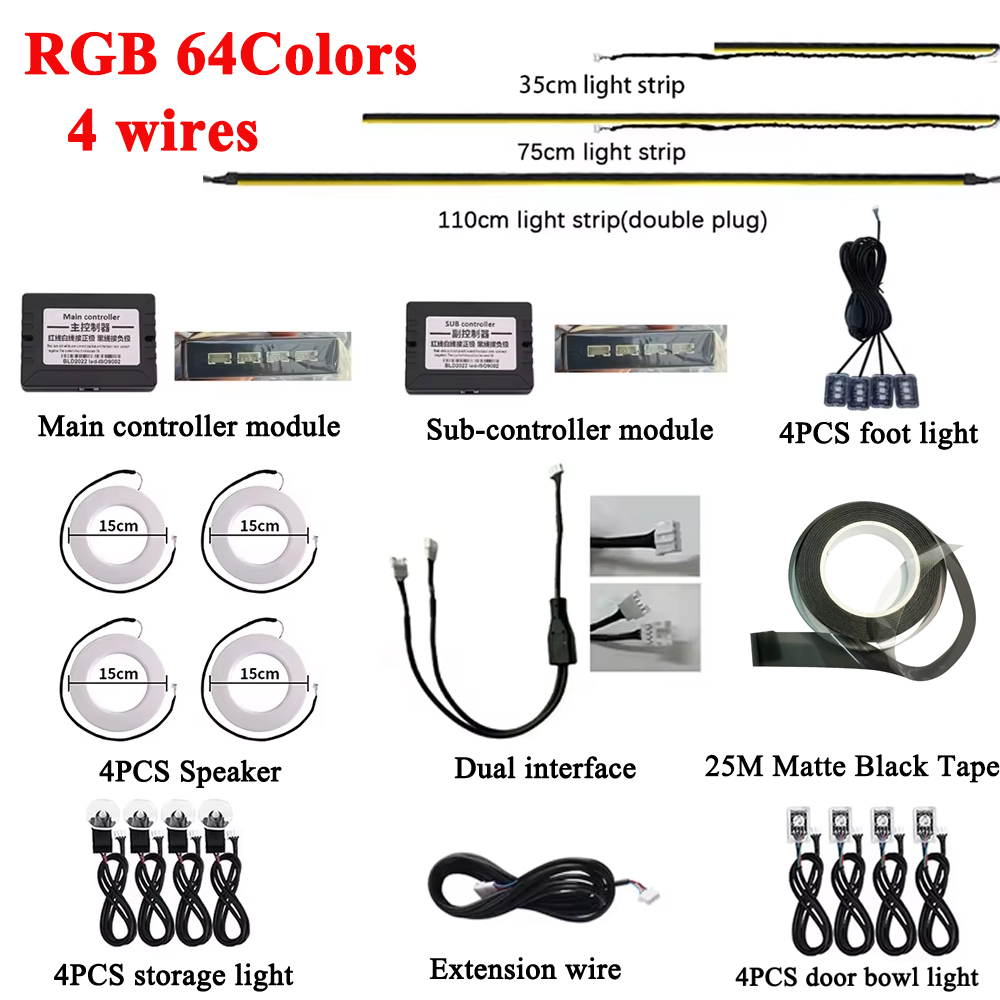 Led El Wire - RGB 64 Colors LED Car Ambient