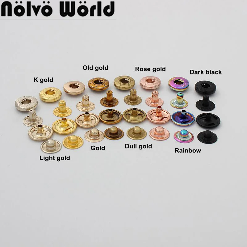 Snap Fastener Set - 20-100 Sets Rainbow 12mm 10 Colors