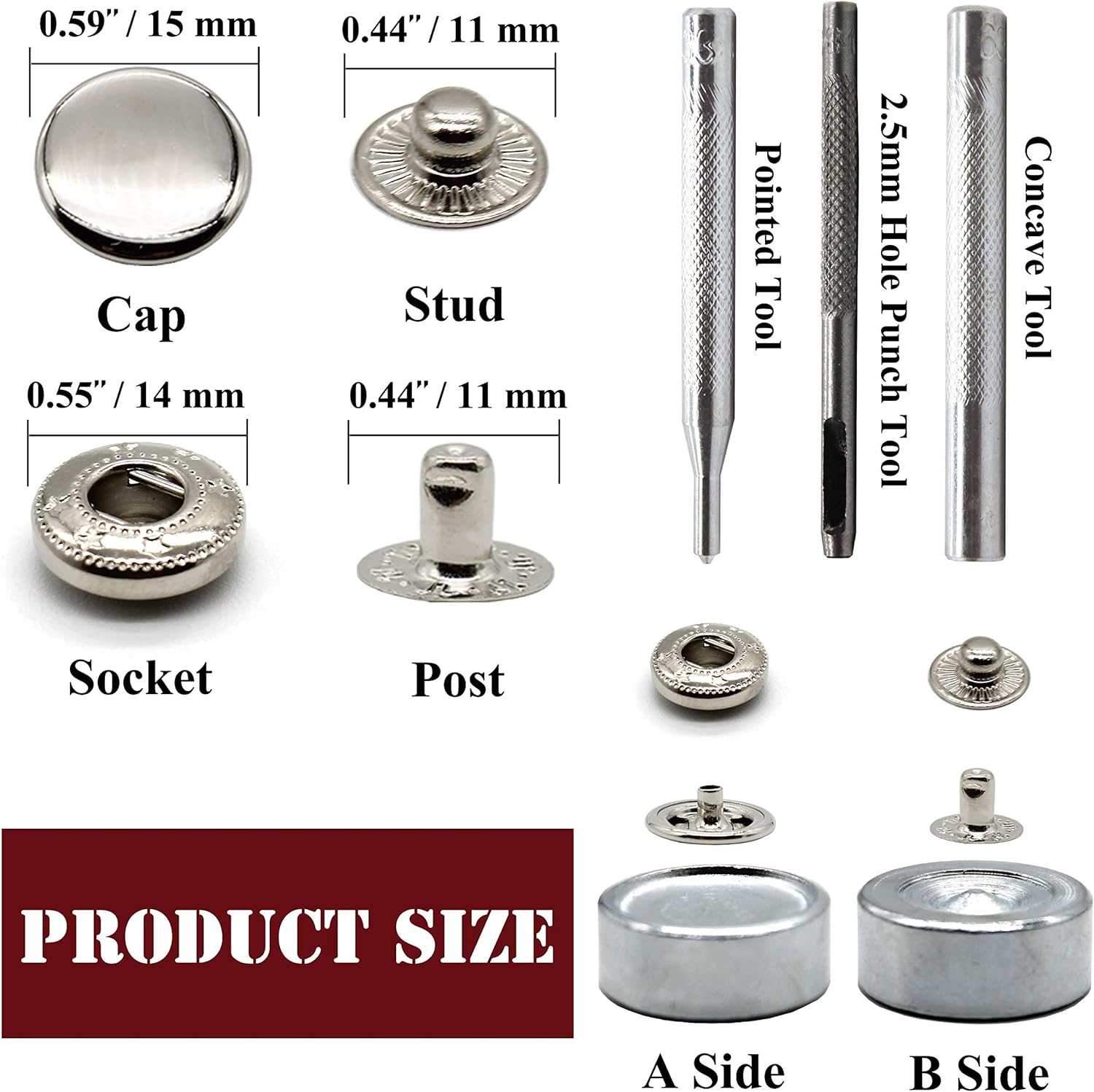 12 Sets Premium Brass Heavy Du - Snap Fastener Set ulasan dan harga