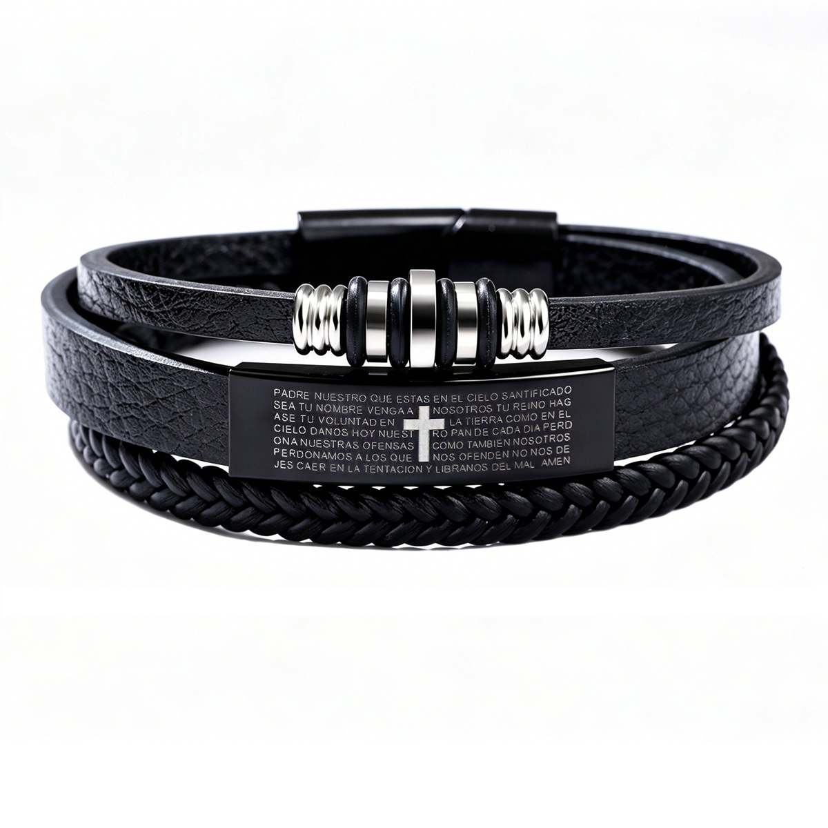 Men Triple Layer Braided Leath - Magnetic Clasp Cosplay ulasan dan harga