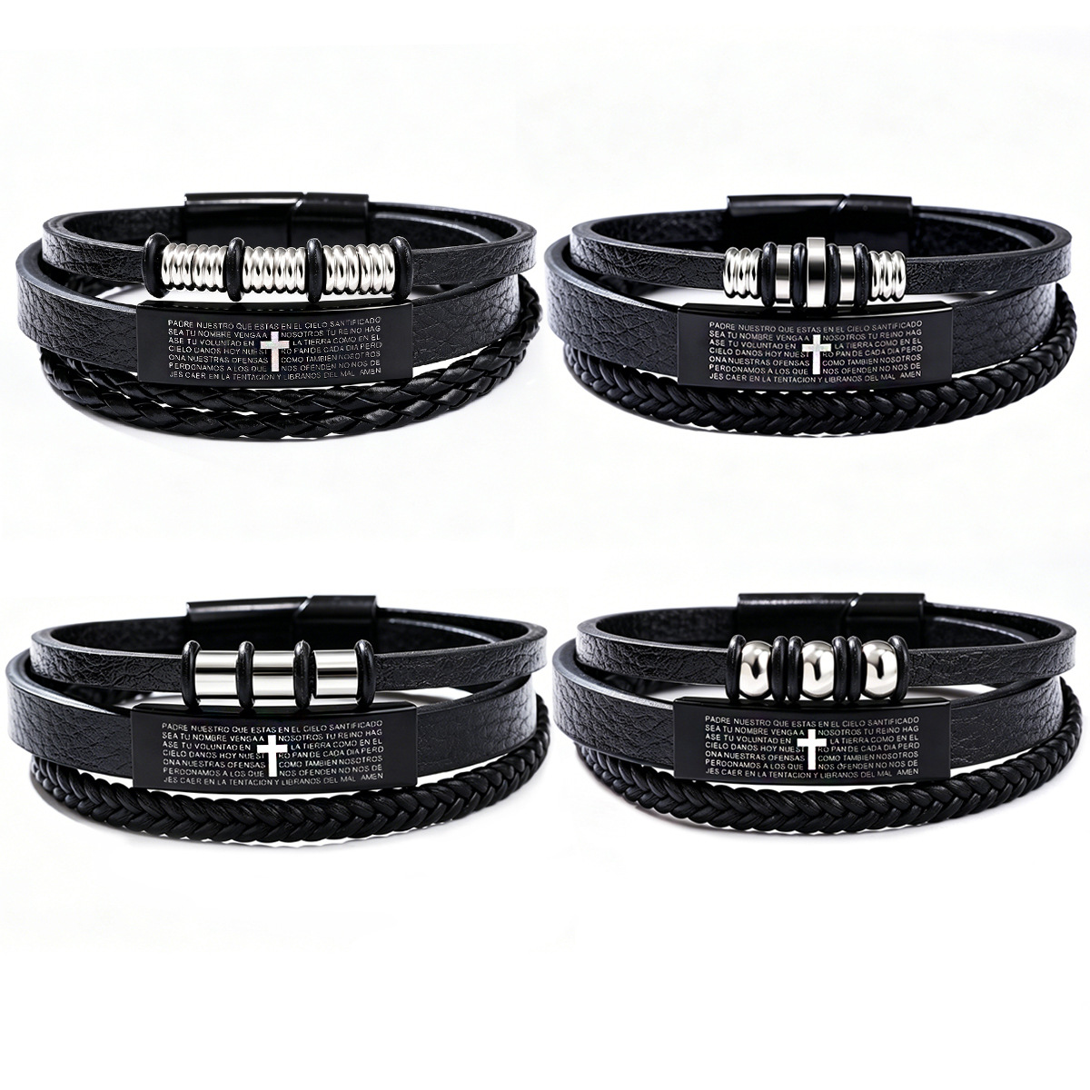 Men Triple Layer Braided Leath - Magnetic Clasp Cosplay ulasan dan harga