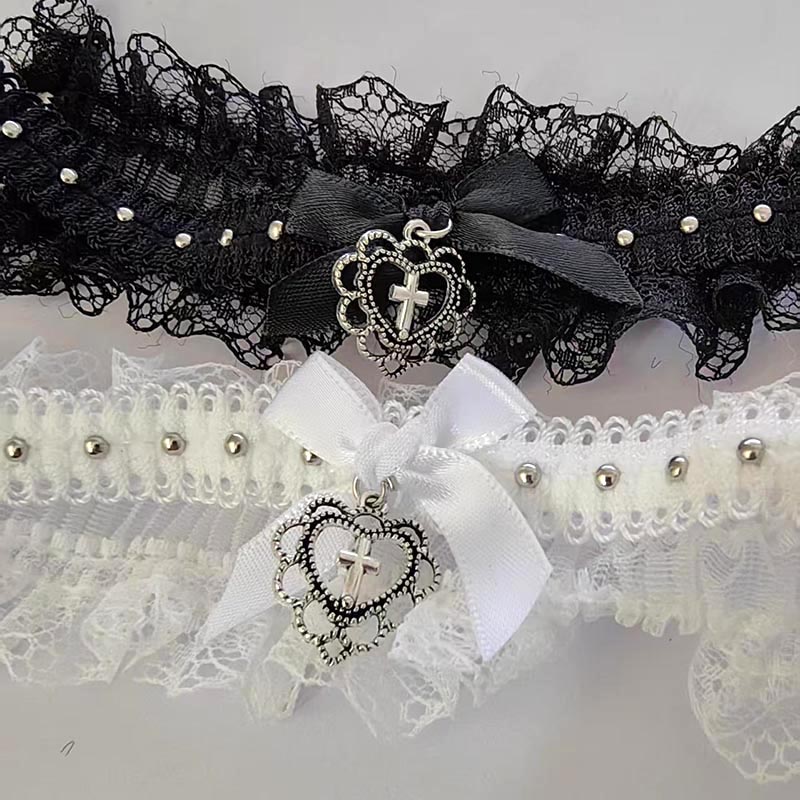 Goth Black Lace Choker with Bo - Magnetic Clasp Cosplay ulasan dan harga